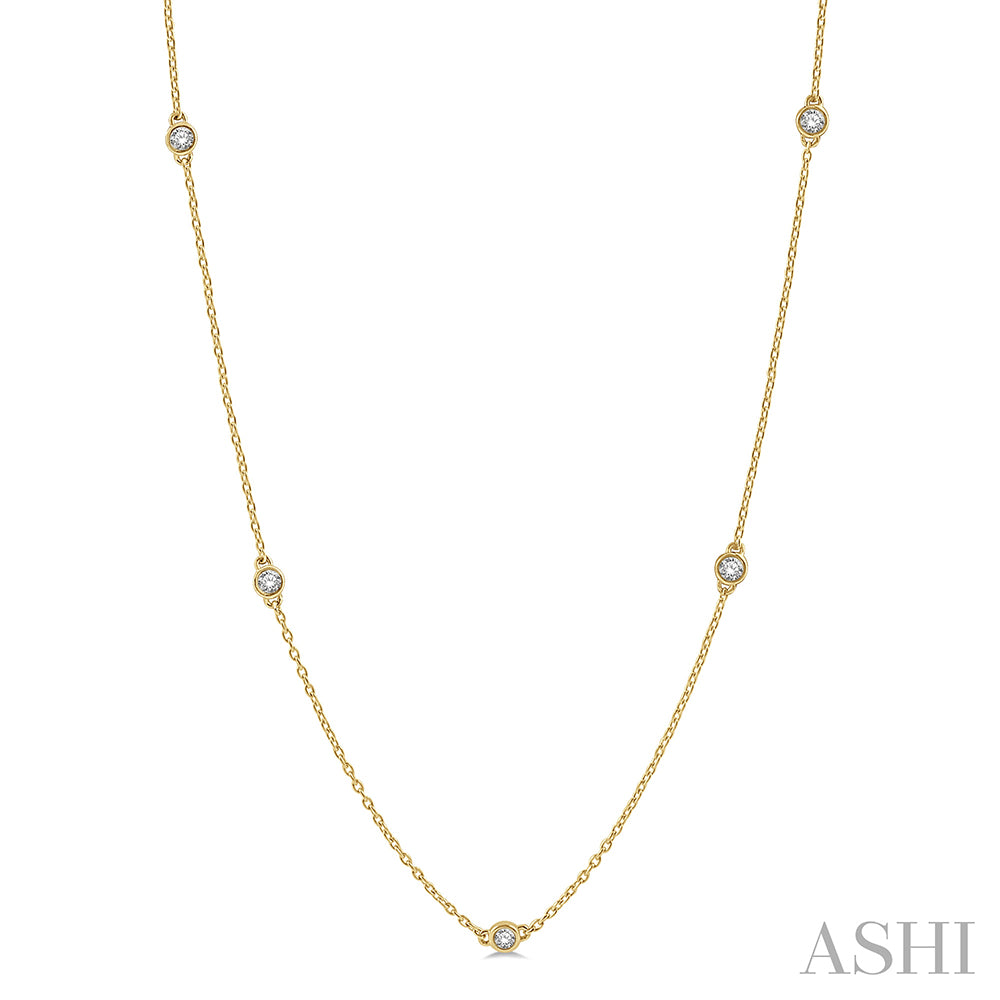 14K Yellow Gold Diamond Station Necklace